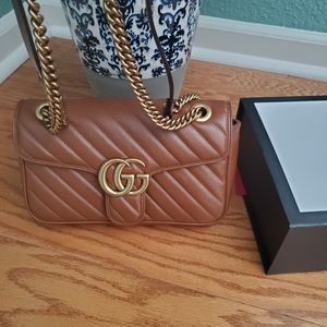 Gucci Marmont Matelasse Brown Bag Small